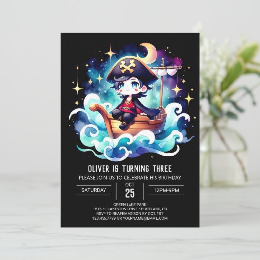 Boho Pirate Birthday Einladung (Stehend Vorderseite)