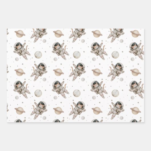 Boho Planeten, Sterne und Raum Geschenkpapier Set (Vorderseite)