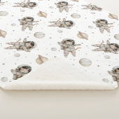 Boho Planeten, Sterne und Raumkatze Sherpadecke (3/4)