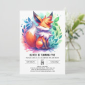 Boho Playful Fox Birthday Einladung (Stehend Vorderseite)