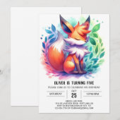 Boho Playful Fox Birthday Einladung (Vorne/Hinten)