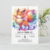 Boho Playful Fox Birthday Einladung (Stehend Vorderseite)