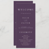 Boho Plum Lila Elegant Minimalistisch I Wedding Programm (Vorne/Hinten)