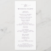 Boho Plum Lila Elegante Minimalistische Hochzeit Programm (Rückseite)