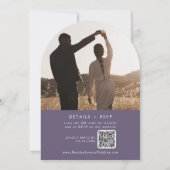 Boho Plum Lila Foto QR Code Arch Wedding Einladung (Rückseite)