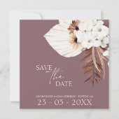 Boho Plum Lila Pampas Grass Wedding Save The Date (Vorderseite)