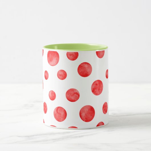 Boho polka dot pattern l Red and white l Green Tasse (Zentrum)
