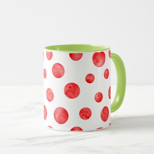 Boho polka dot pattern l Red and white l Green Tasse (VorderseiteRechts)