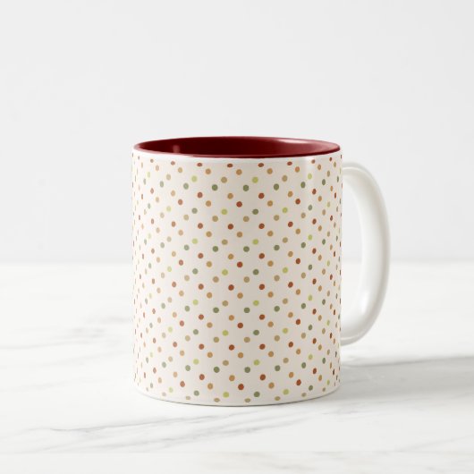 Boho Polka Dots Earthy Pattern Zweifarbige Tasse (VorderseiteRechts)