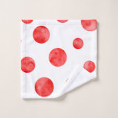 Boho polka dots l Rot-Weiß l Initial Badhandtuch Set (Waschlappen)