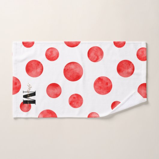Boho polka dots l Rot-Weiß l Initial Badhandtuch Set (Handtuch)