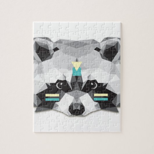 Boho poly raccoon puzzle (Vertikal)