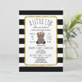Boho Pom Poms Bear Cub Babydusche Einladung (Stehend Vorderseite)