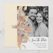 Boho Pompas Gras Save The Date Karte (Vorne/Hinten)