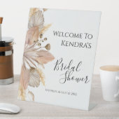 Boho Pompas Grass Brautparty Begrüßungszeichen Sockelschild (In Situ)