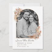 Boho Pompas Grass Save the Date WHITE Einladung (Vorderseite)