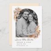 Boho Pompas Grass Save the Date WHITE Einladung (Vorne/Hinten)