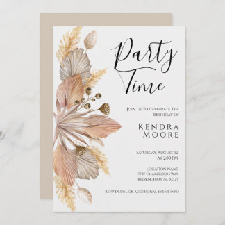 Boho Pompas Grass zum Geburtstag Einladung für jed