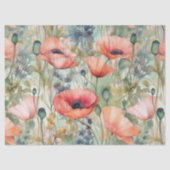 BOHO POPPIES SPRING FLORAL DECOUPAY SEIDENPAPIER (Vorderseite)