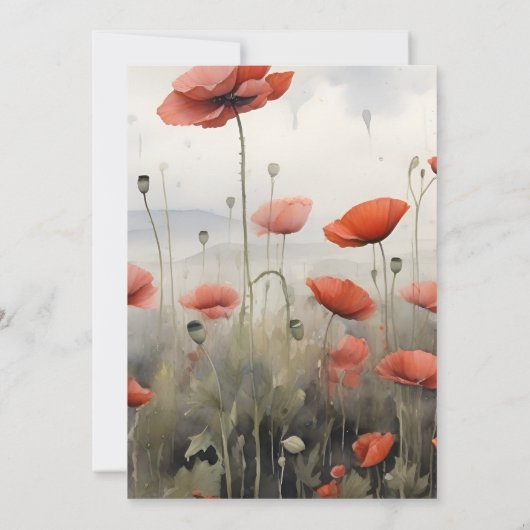 Boho Poppy Wildblume Botanische Hochzeit Einladung (Rückseite)