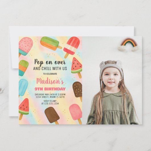 Boho Popsicle Birthday Einladung (Vorderseite)