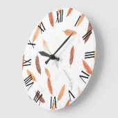 Boho Popular Feathers Luxury Collection Große Wanduhr (Winkel)