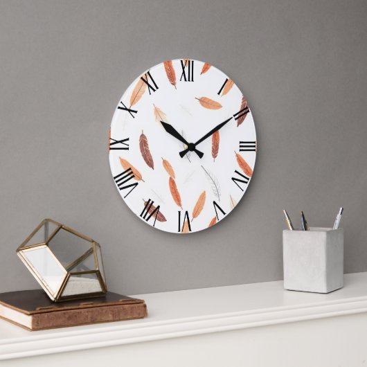 Boho Popular Feathers Luxury Collection Große Wanduhr (Büro)