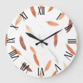 Boho Popular Feathers Luxury Collection Große Wanduhr (Vorderseite)