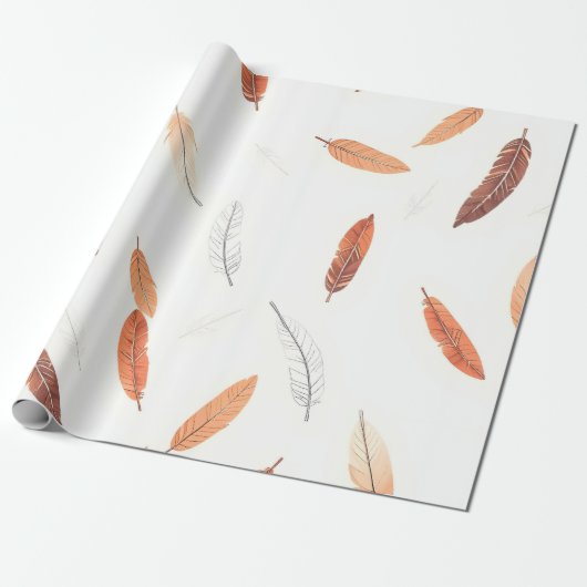 Boho Populäre Federn Luxus-Kollektion Geschenkpapier (Ungerollt)