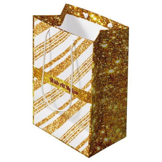 Boho Populäre Streifen-Kollektion für den weißen G Mittlere Geschenktüte (Vorderseite Schrägansicht)