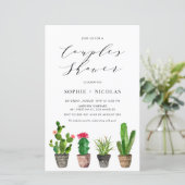 Boho Potted Cactus Couples Dusche Einladung (Stehend Vorderseite)