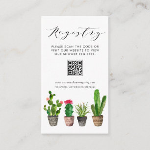 Boho Potted Cactus QR Code Baby Shower Registry Begleitkarte