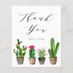 Boho Potted Cactus Wedding Danke-Card