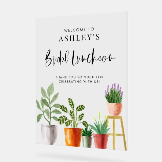 Boho Potted Houseplant Bridal Luncheon Willkommen Acrylschild (Winkel)