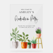 Boho Potted Houseplant Graduation Party Willkommen Acrylschild (Vorderseite)