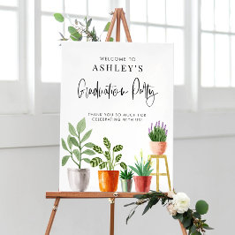 Boho Potted Houseplant Graduation Party Willkommen Poster