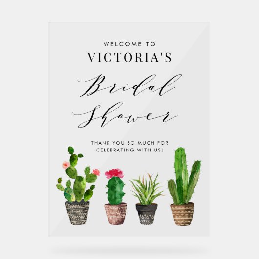 Boho Potted Succulents and Cactus Brautparty Acrylschild (Vorderseite)