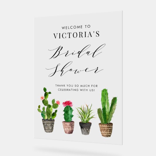 Boho Potted Succulents and Cactus Brautparty Acrylschild (Winkel)