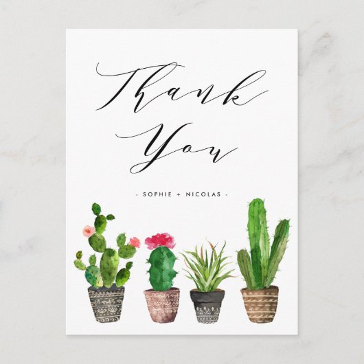 Boho Potted Sukculent und Cactus Wedding Vielen Da Postkarte (Vorderseite)