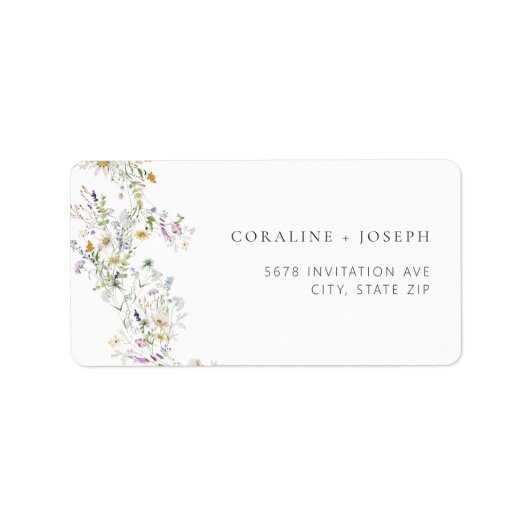 Boho Prairie Wildblume Wedding Address Label Adressaufkleber (Vorne)