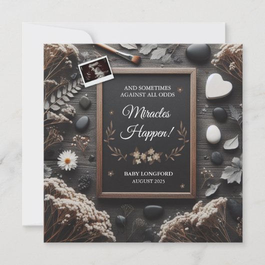 Boho Pregnancy Ankündigung | Wunder passieren (Vorderseite)