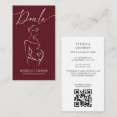 Boho Pregnant Lady Line Art Doula Midwife QRCODE  Visitenkarte (Vorne/Hinten)