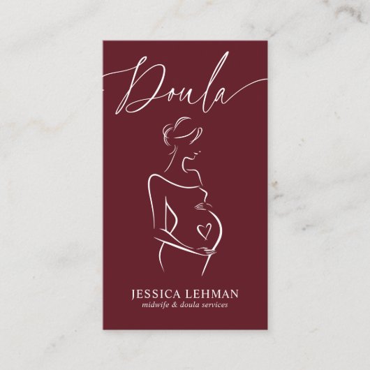 Boho Pregnant Lady Line Art Doula Midwife QRCODE  Visitenkarte (Vorderseite)