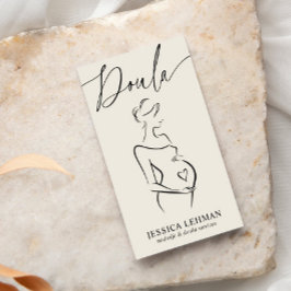 Boho Pregnant Lady Line Art Doula Midwife QRCODE  Visitenkarte