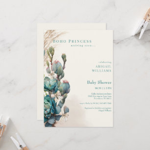 Boho Princess Cactus & Bows Baby Shower Einladung
