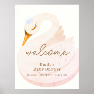 Boho Princess Swan Girl Baby Dusche Willkommen Poster