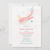 Boho Princess Whale Girl Baby Shower Einladungen (Vorderseite)