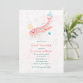 Boho Princess Whale Girl Baby Shower Einladungen (Stehend Vorderseite)