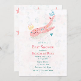 Boho Princess Whale Girl Baby Shower Einladungen