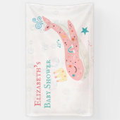 Boho Princess Whale Girl Babydusche Banner (Vertikal)
